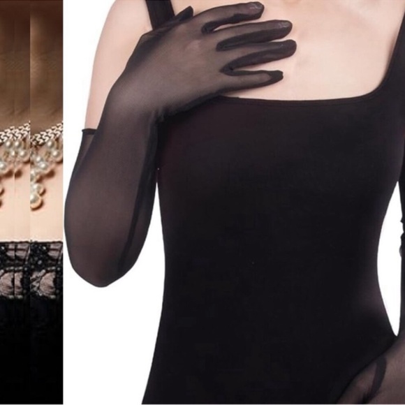 Long Gloves in Black Mesh New Women\'s Opera Gloves